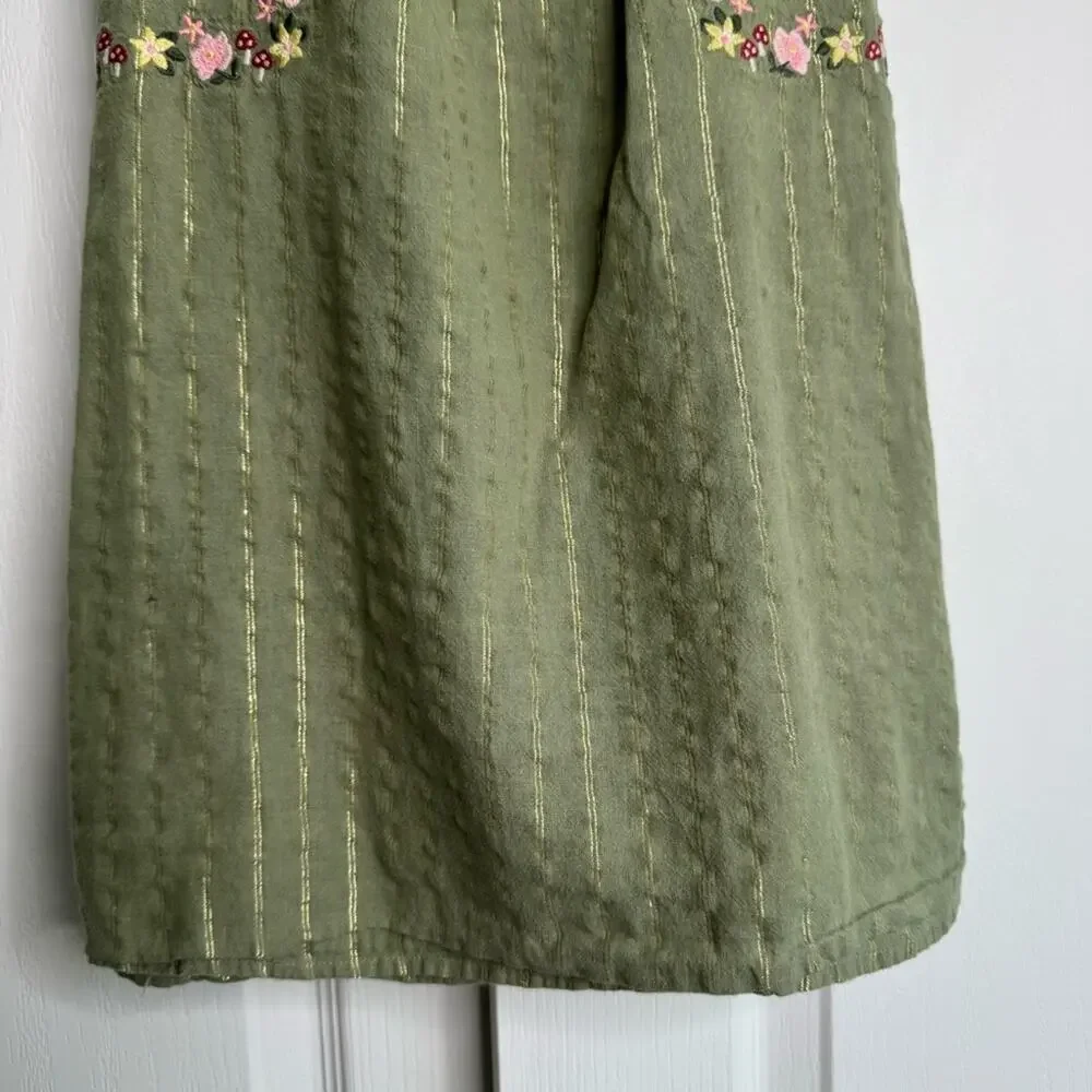 Gymboree Girls Embroidered Floral Dress Fairytale Forest Mushroom Floral Green 6